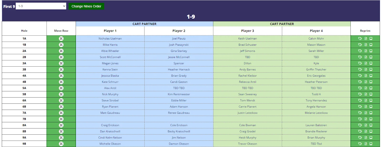 Golf outing software